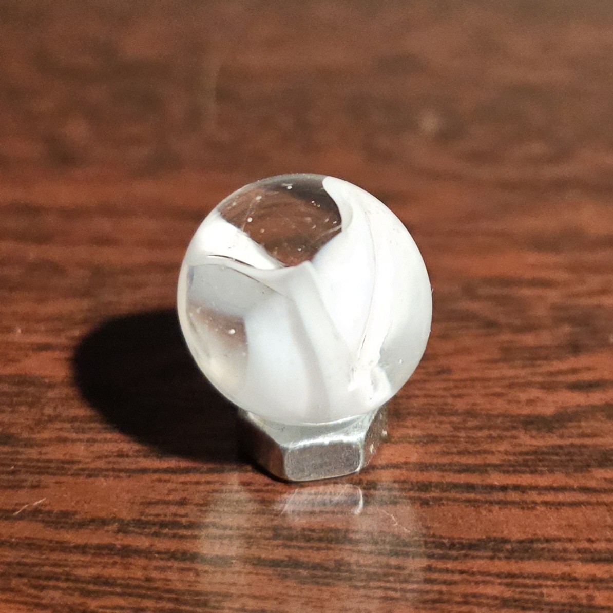 Vintage CE Bogard White Floppy 4-Lobe Cats Eye .625″ Glass Marble
