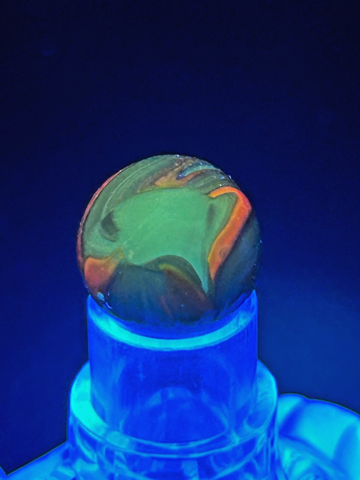 Vintage Christensen Agate (CAC) Swirl Marble, Blue/Yellow, .64″, Mint, #C3