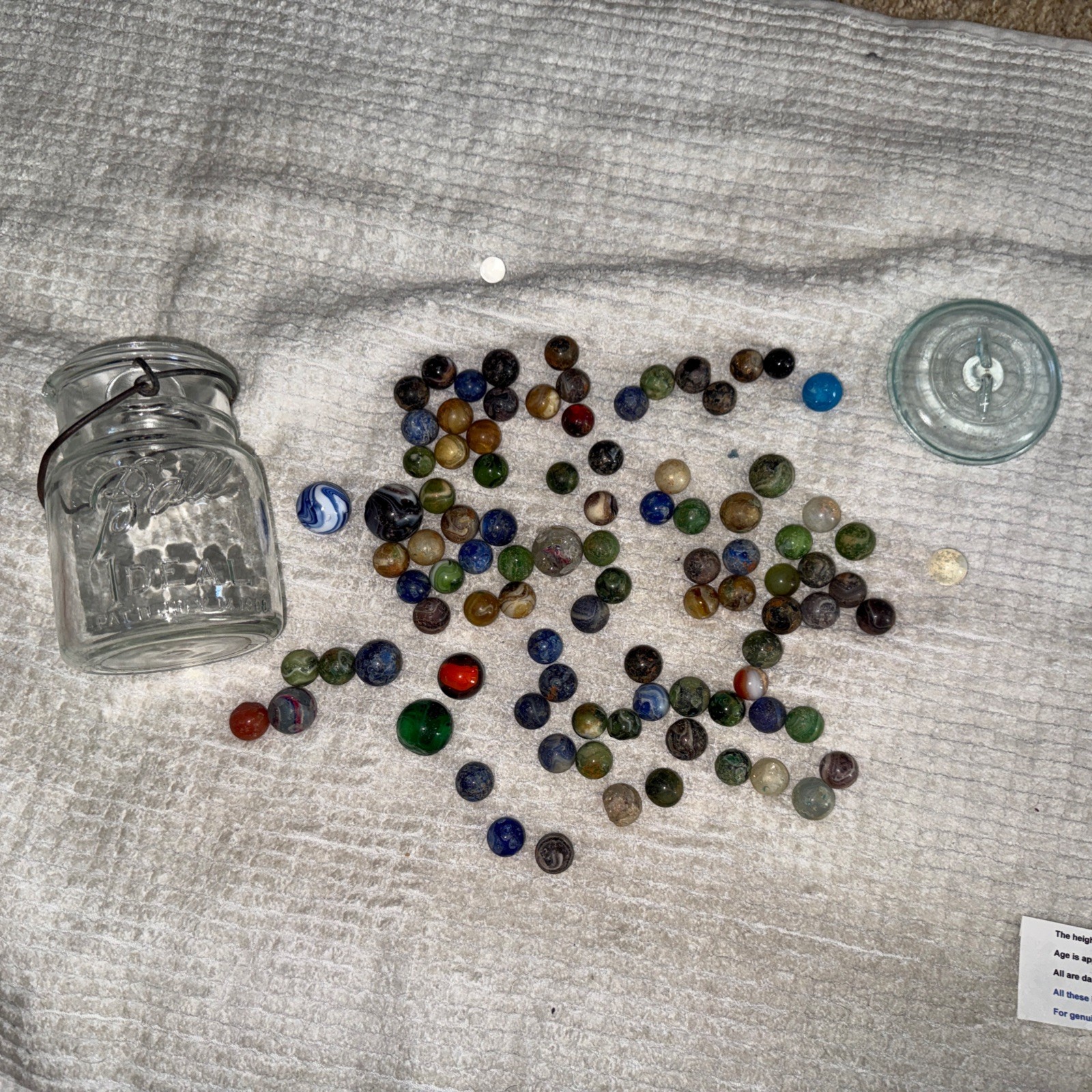 VINTAGE/Antique ESTATE 1.5 Lb. MARBLE LOT (h) w/ Jar German? unsearched 15-25mm.