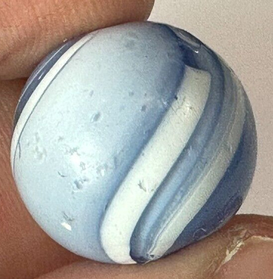 Uncommon Handmade Banded Opaque Marble, 11/16 in, 1860-1920, Germany, S747