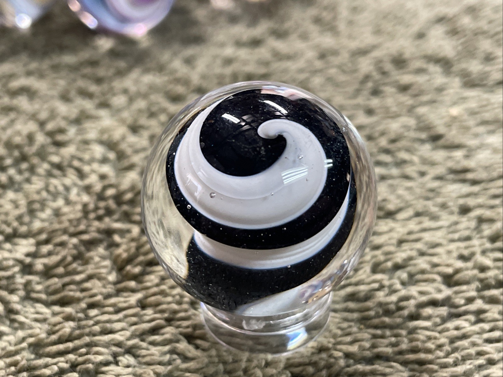 Handmade Contemporary Glass Art Marble 1” Spiral Dichroic Swirl