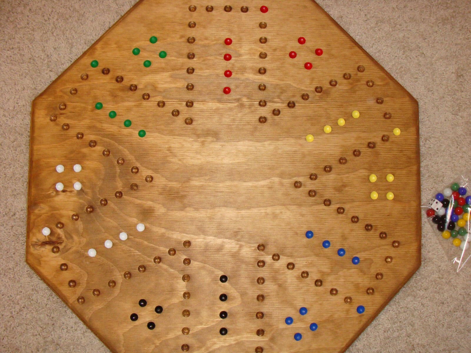 Wood Marble Board Game. Wahoo. Sorry. 2 to 6 player. Hand Made. GJ1