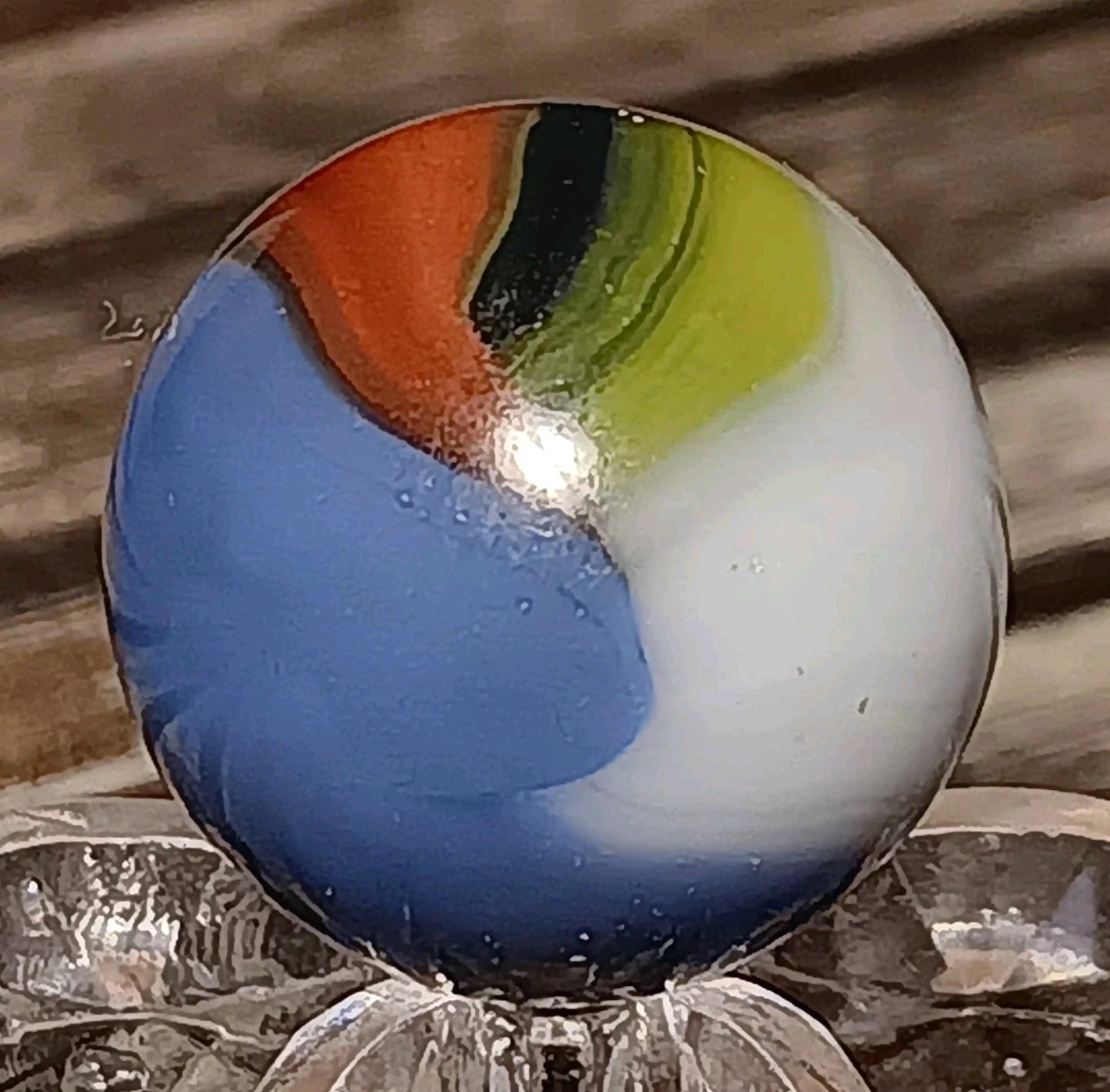 Peltier Glass Rainbo Marble. .58″ Mint. Kokomo Vibes. Insane Color Combo