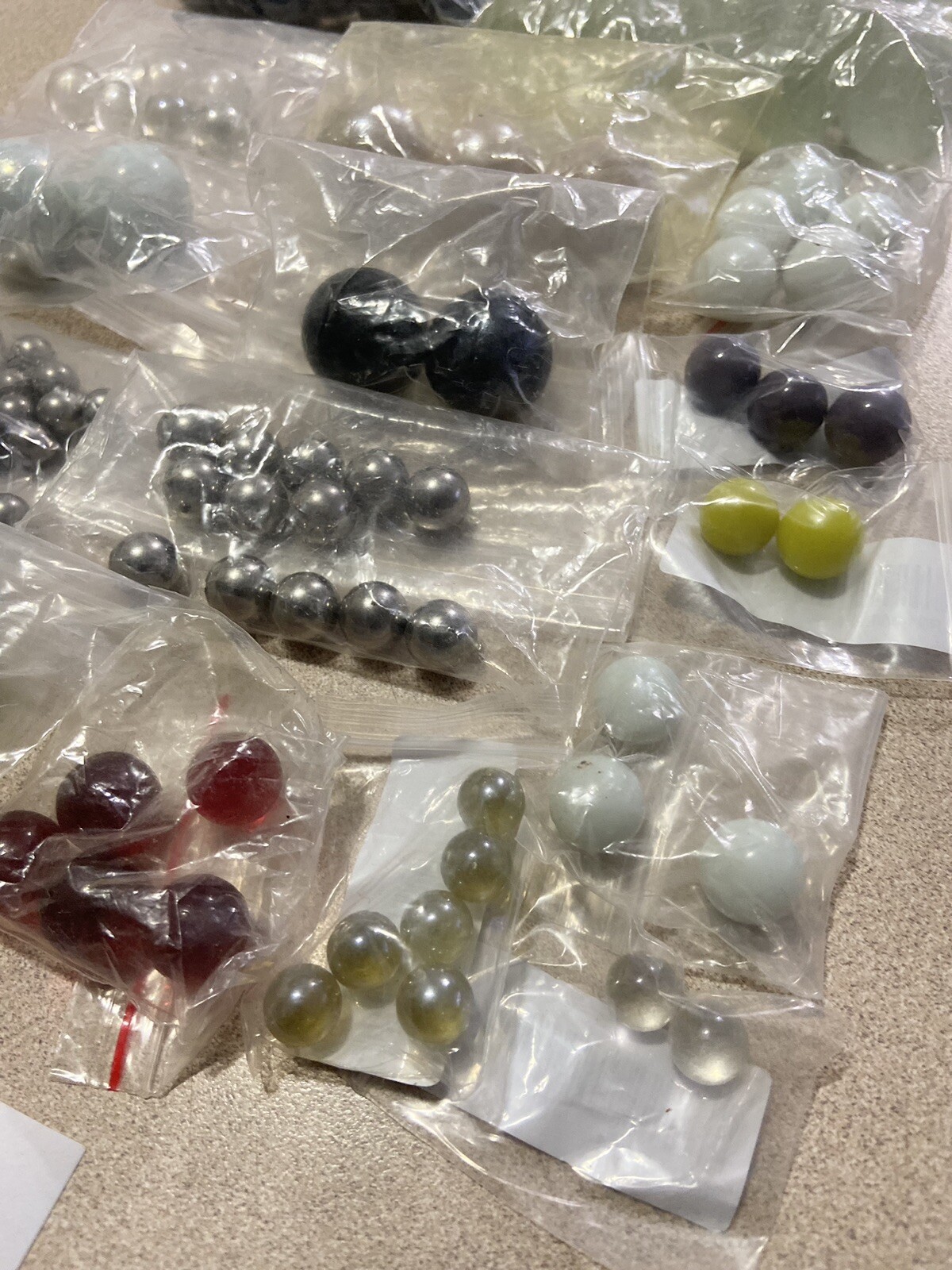 (LOT OF 175 MIX) Marbles Blue Red Orange White Silver Clear, Lg M S,Heavy Weight