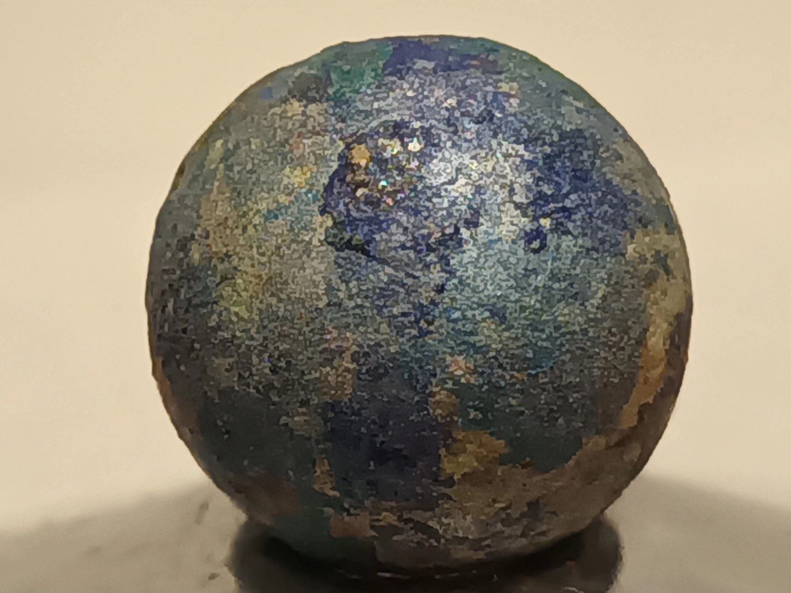Cool Aqua Blue Planet Themed Design Collectible Handmade Hand Painted Art Marble