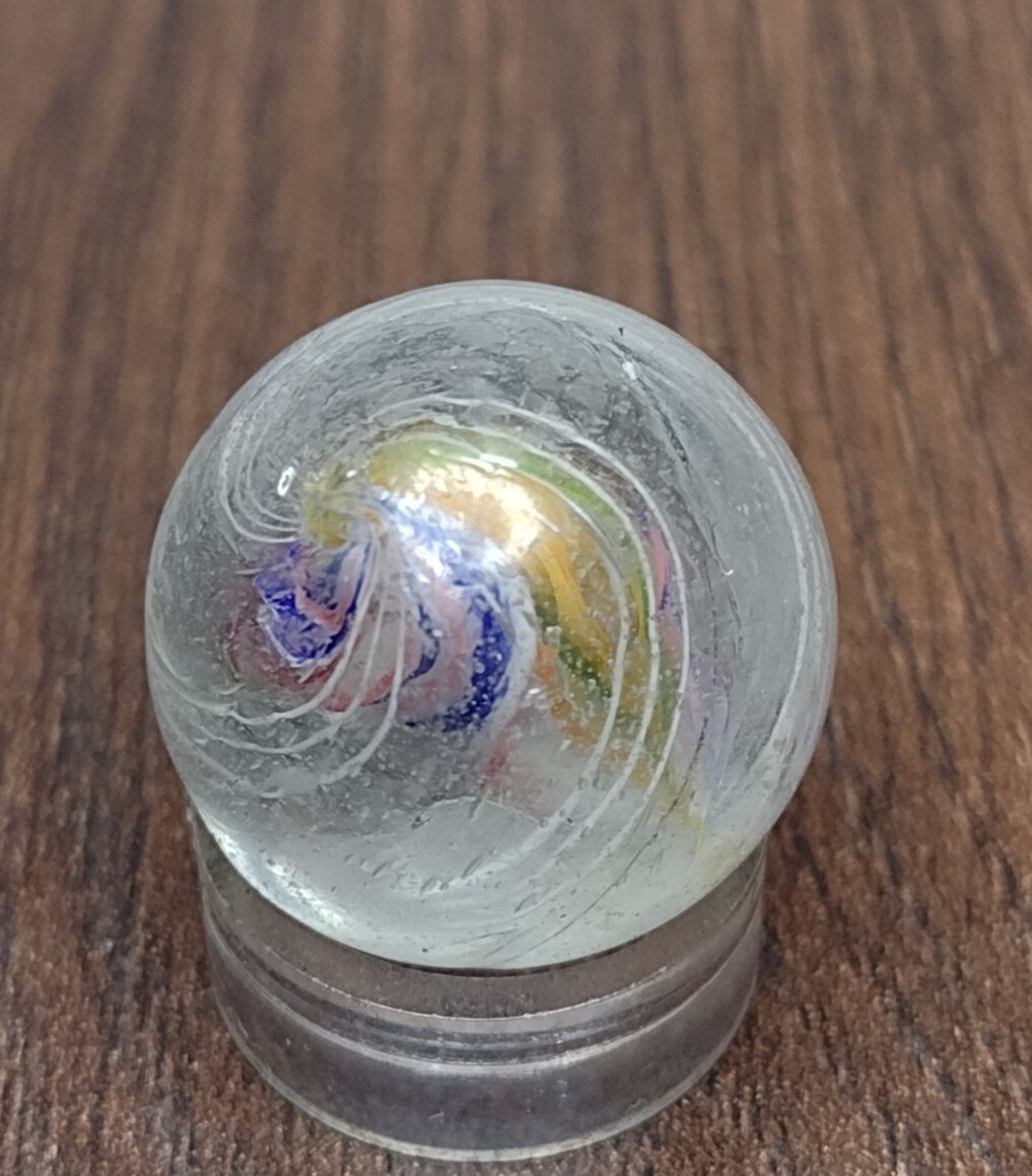 .72″ Sweet 🎂 MultiColor Divided Core Swirl 💎 Handmade Vintage German Marbles