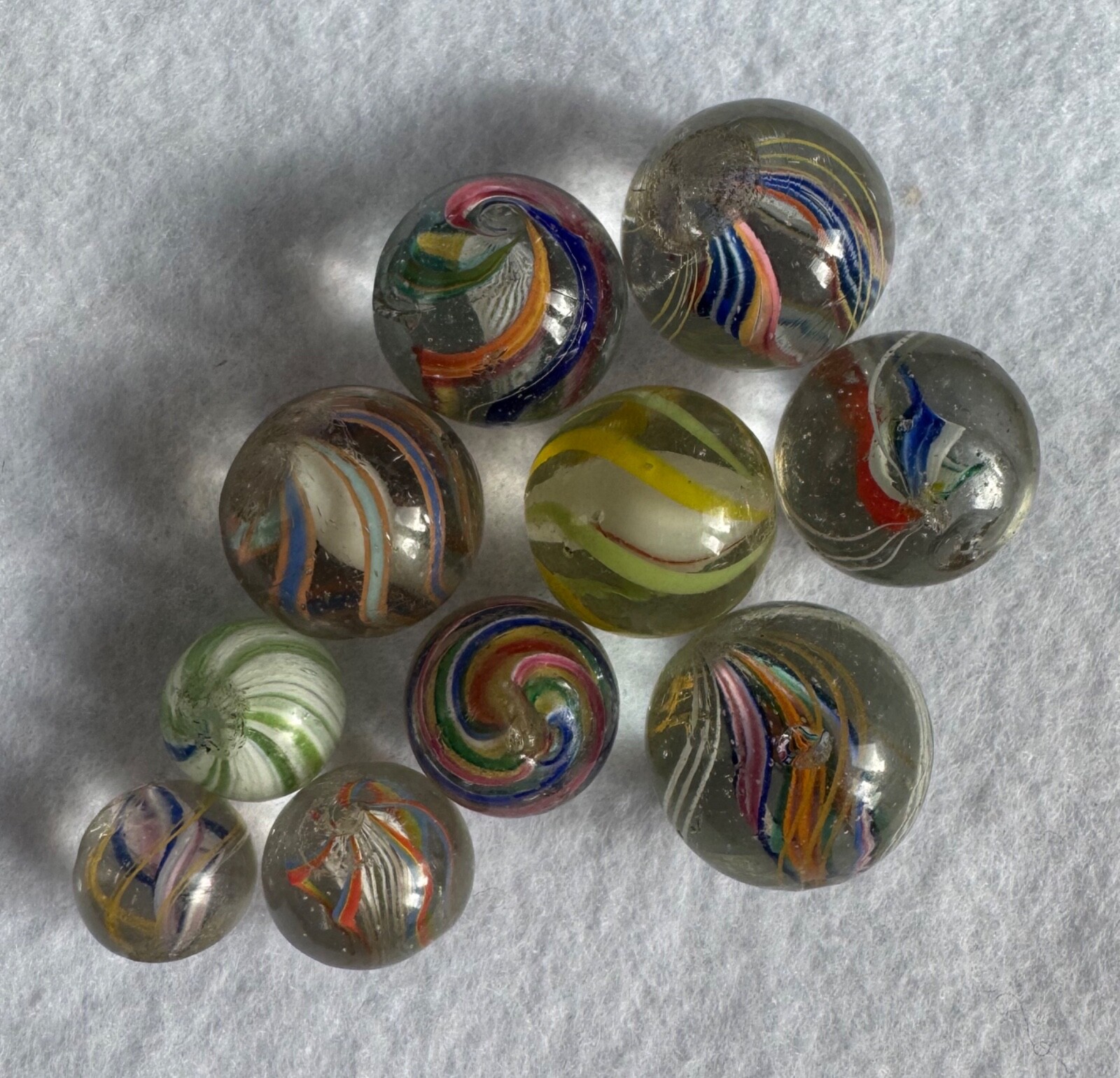 Superb Group Of 10 Marbles 12mm (15/32”) to 18.5mm (23/32”)