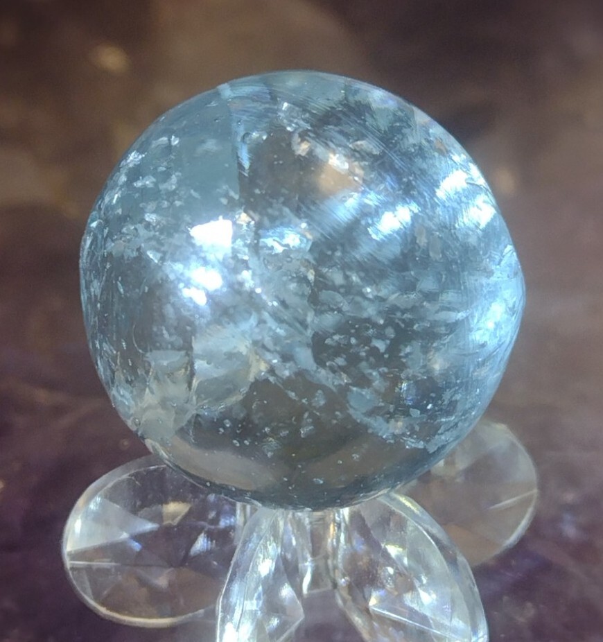 .84″ TWISTED SILVER MICA – RARE VHTF ANTIQUE GERMAN MARBLES-NM