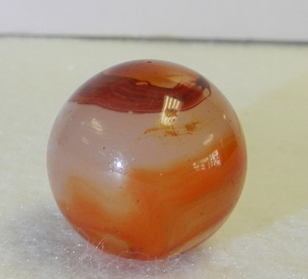 20652m Large .75 Vintage Akro Agate Carnelian Oxblood Corkscrew Shooter Marble