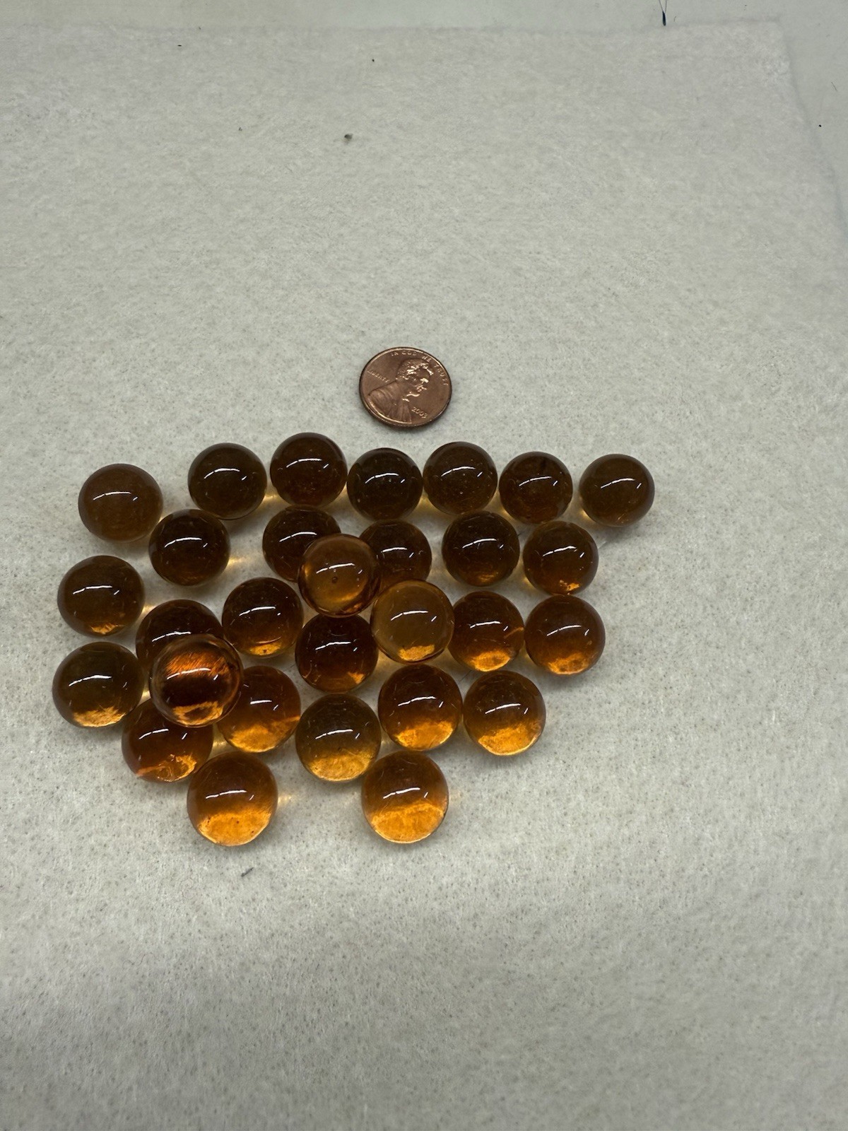 Vintage Amber Color Glass West Virginia Marbles – Approximately 9/16″