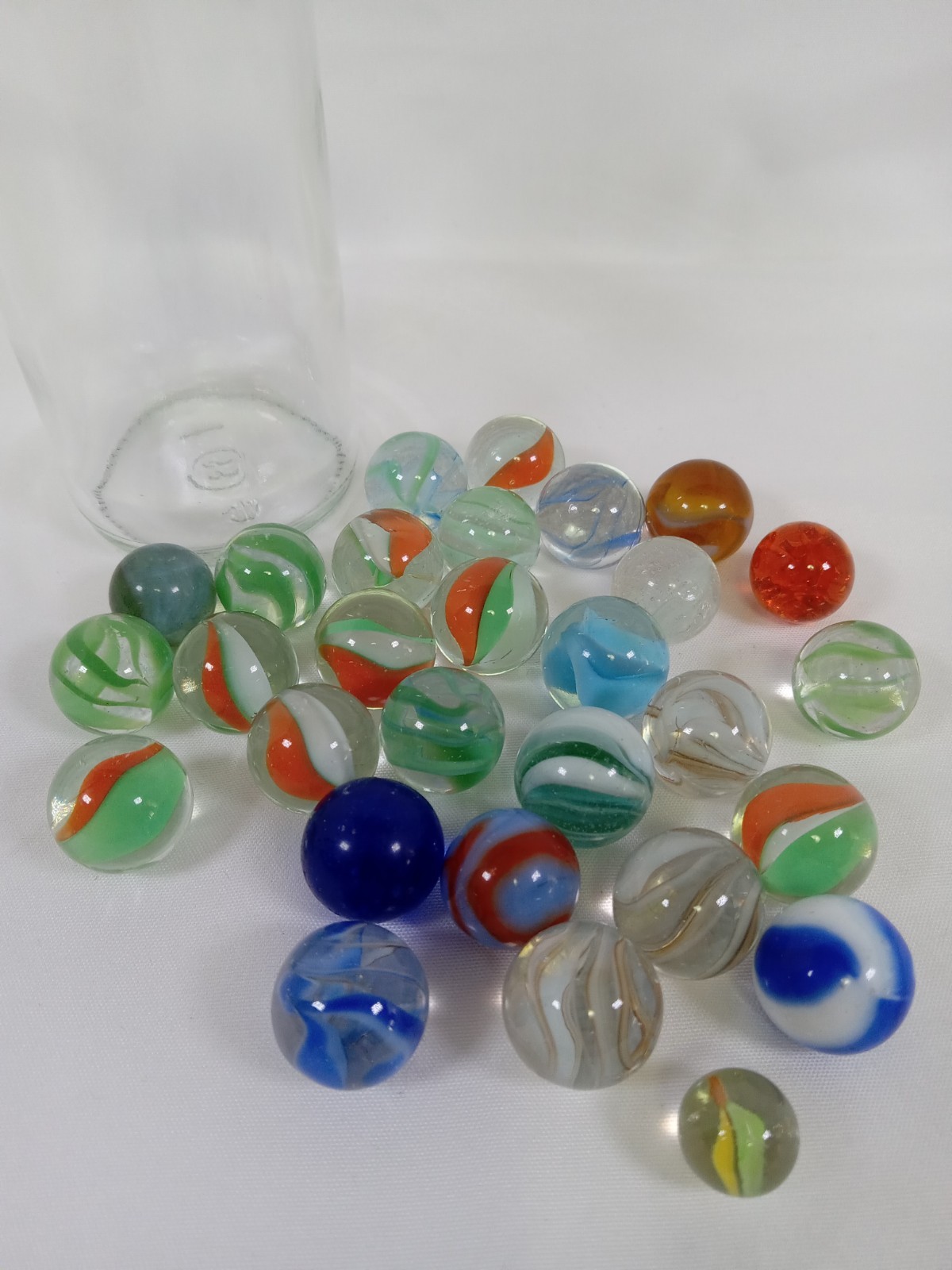 Collection of Vintage Marbles 29pc in glass jar