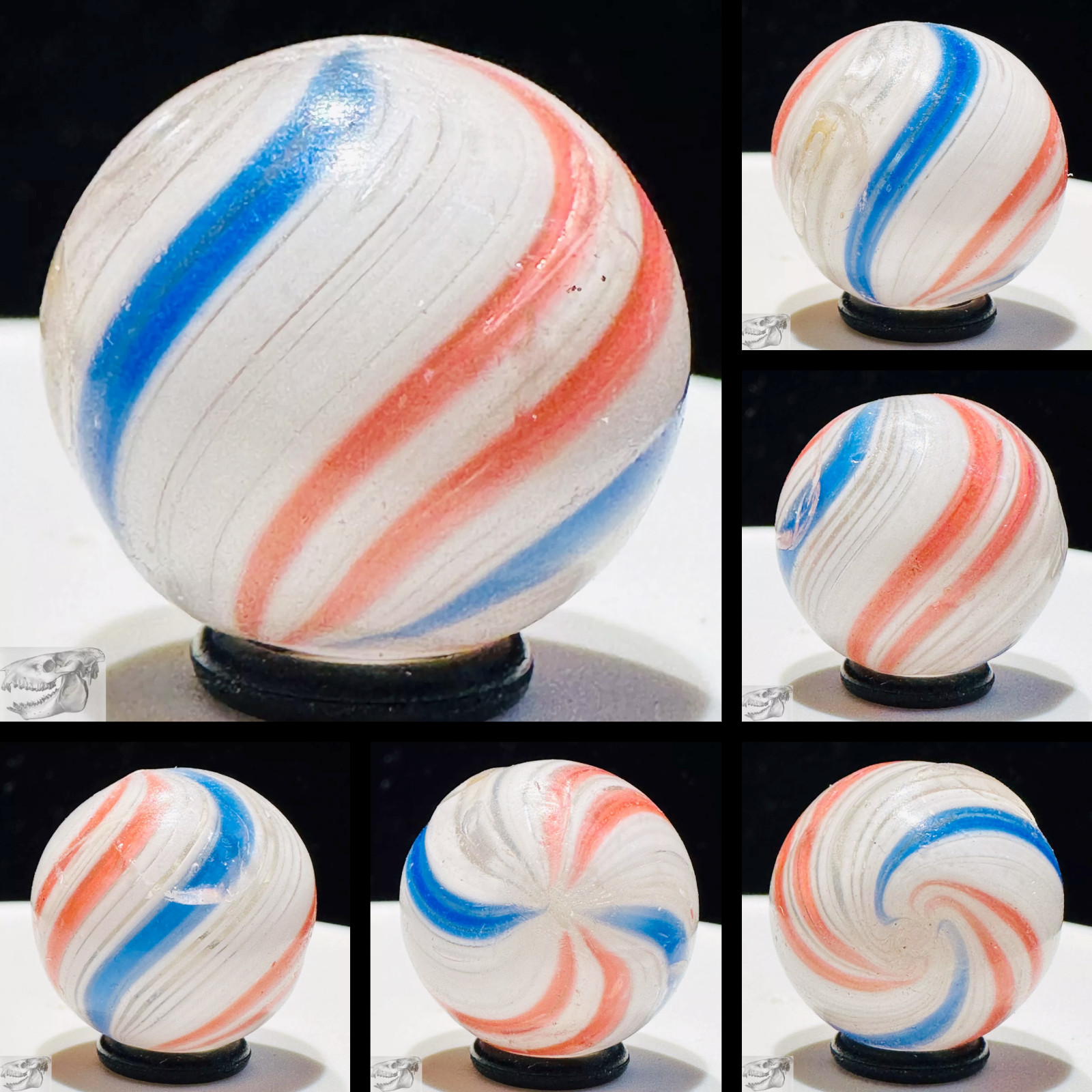 Handmade Peppermint Swirl Marble, 11/16 in, Near Mint, Germany, 1860-1920, S840