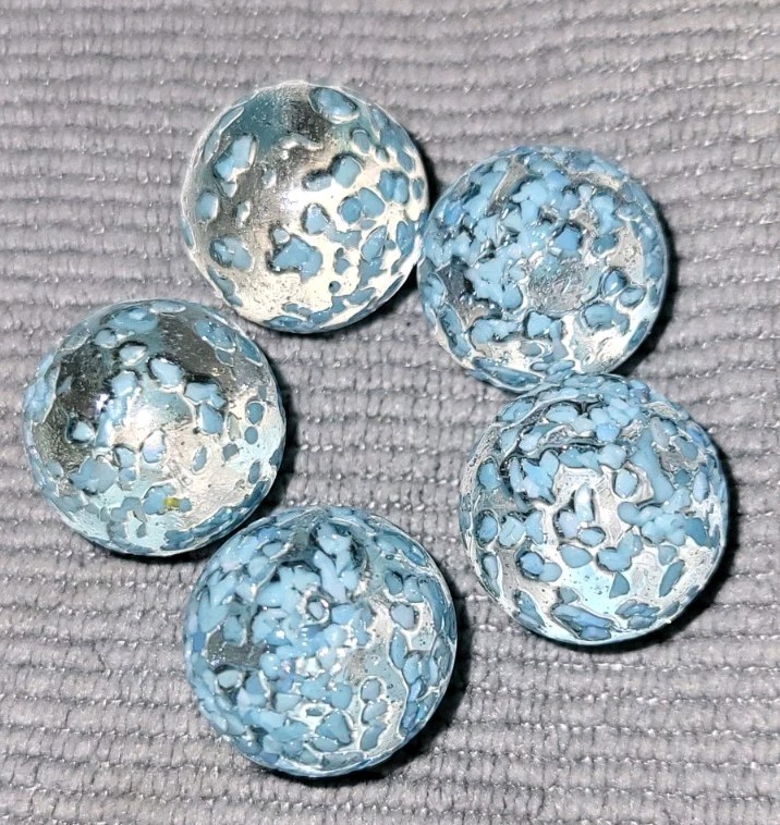 Lot Vacor Marble Princess lll Transparent Baby Blue Frit Speckle 5/8″ Marbles