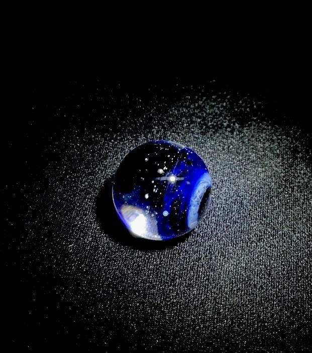 .89” “Black Hole” Blue Eye SPACE Design Double Sided Glass Art Eyeball Marble US