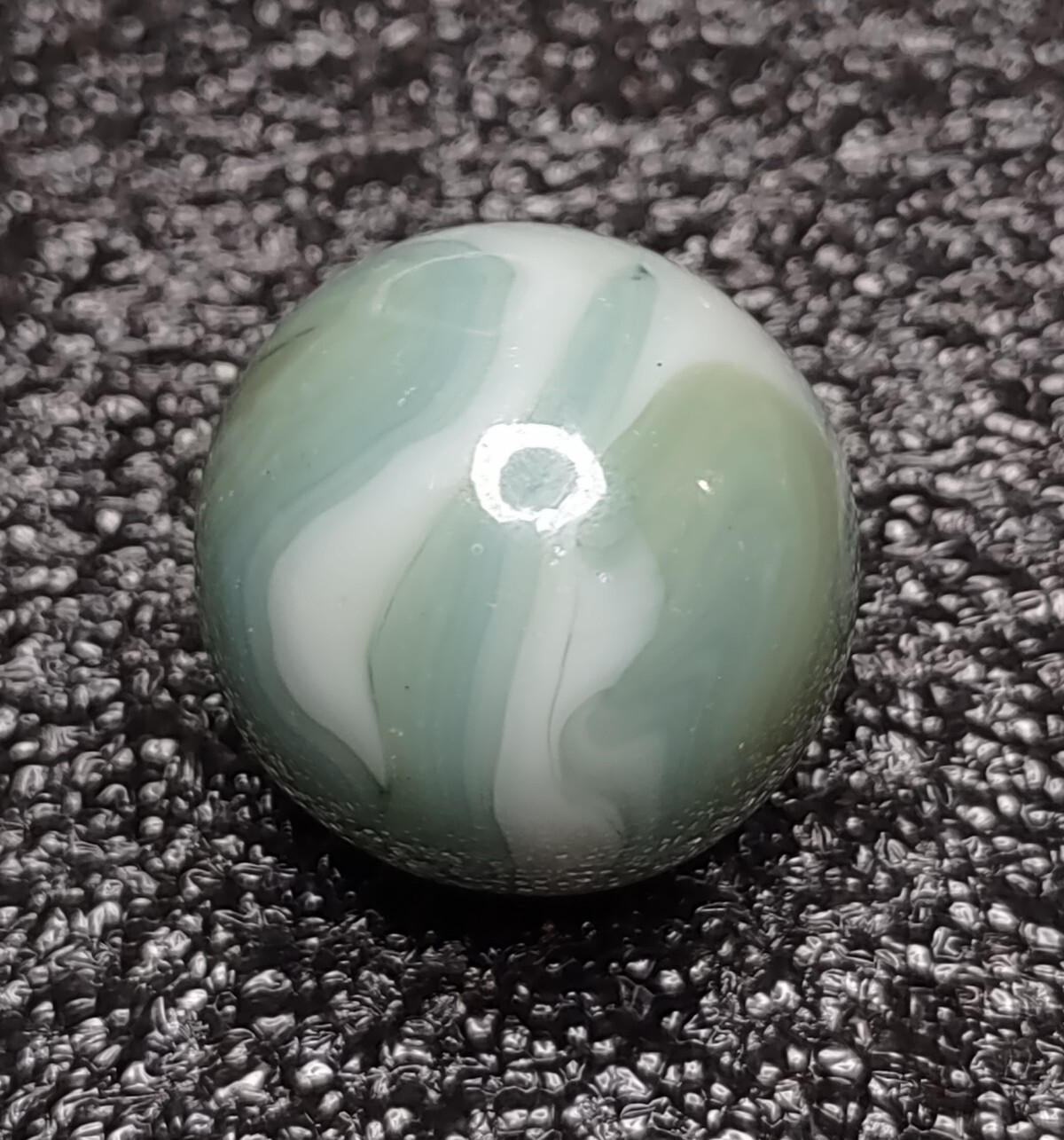 NM- .87″ TriColor Teal Green Opaque Swirl Alley Agate ? Glass Vintage Marbles