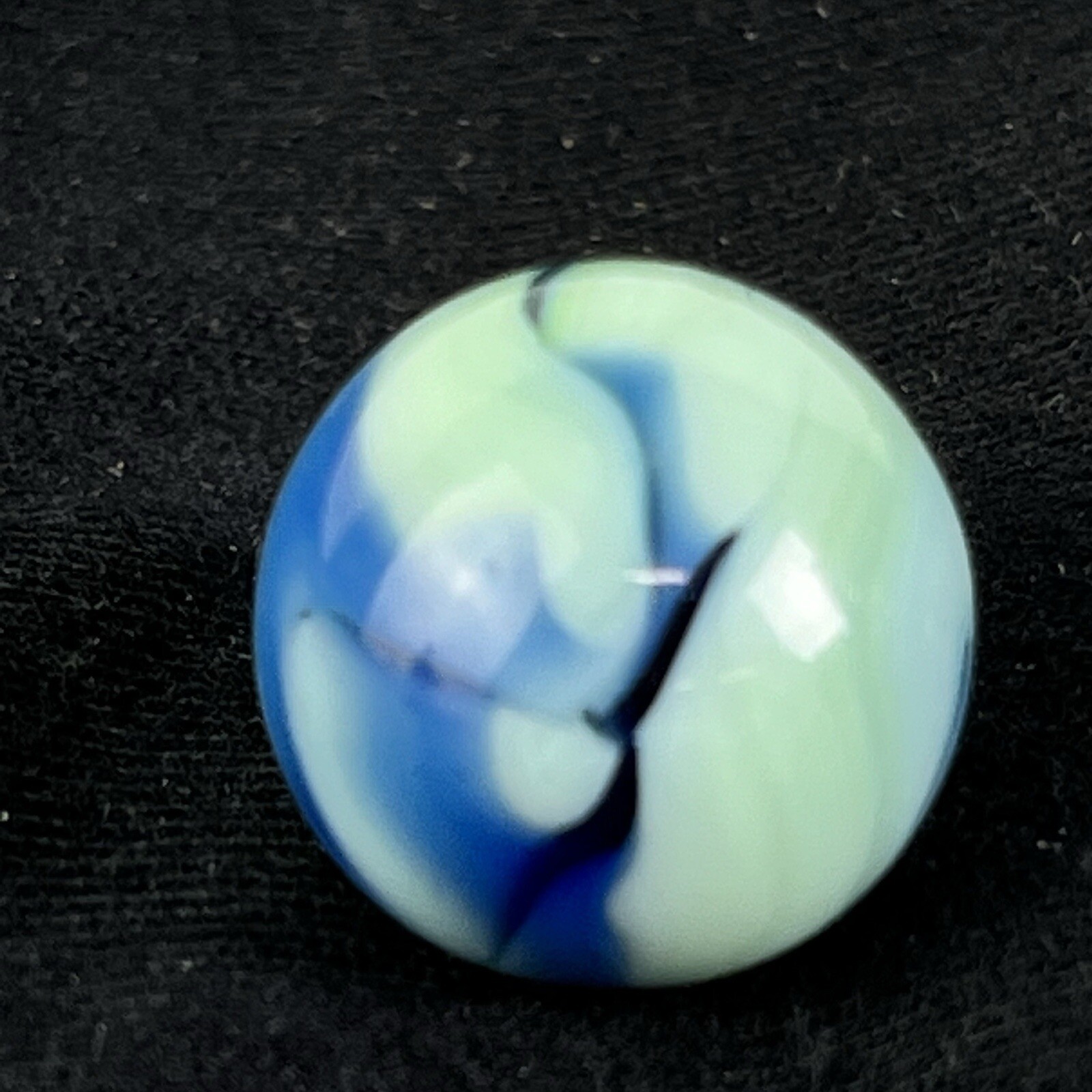 Vintage Akro Agate Peltier Art Swirl Glass Marble .61” Light And Dark Blue