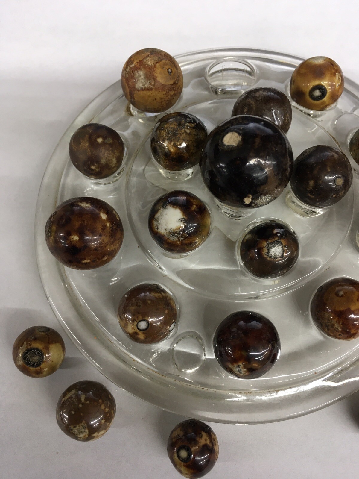Antique Marble LOT- Brown Bennington Crockery Clay Marbles 20 Total