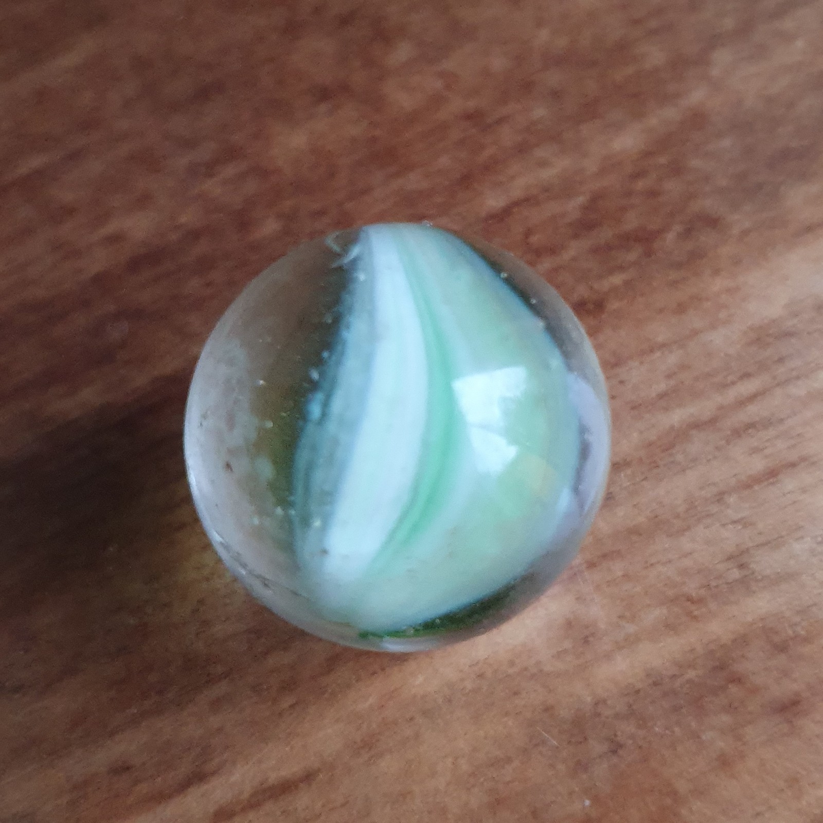 French European Sparkler Marble 1950s 60s Green White Brown Yellow Reacts To UV