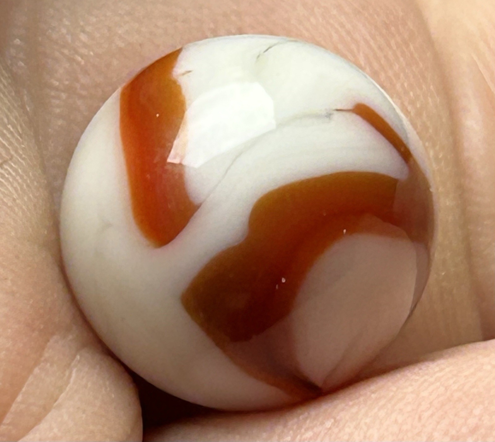 Vintage Heaton Or Alley Agate 0.57” Red Ribbon Swirl Marble Near Mint Condition