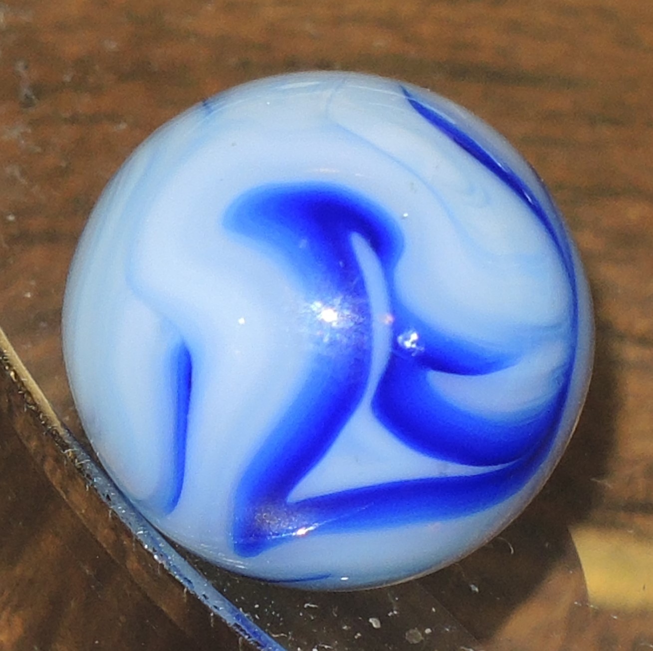 17/32” Killer Busy Ravenswood Blue Raven Flames & Swirls Marble