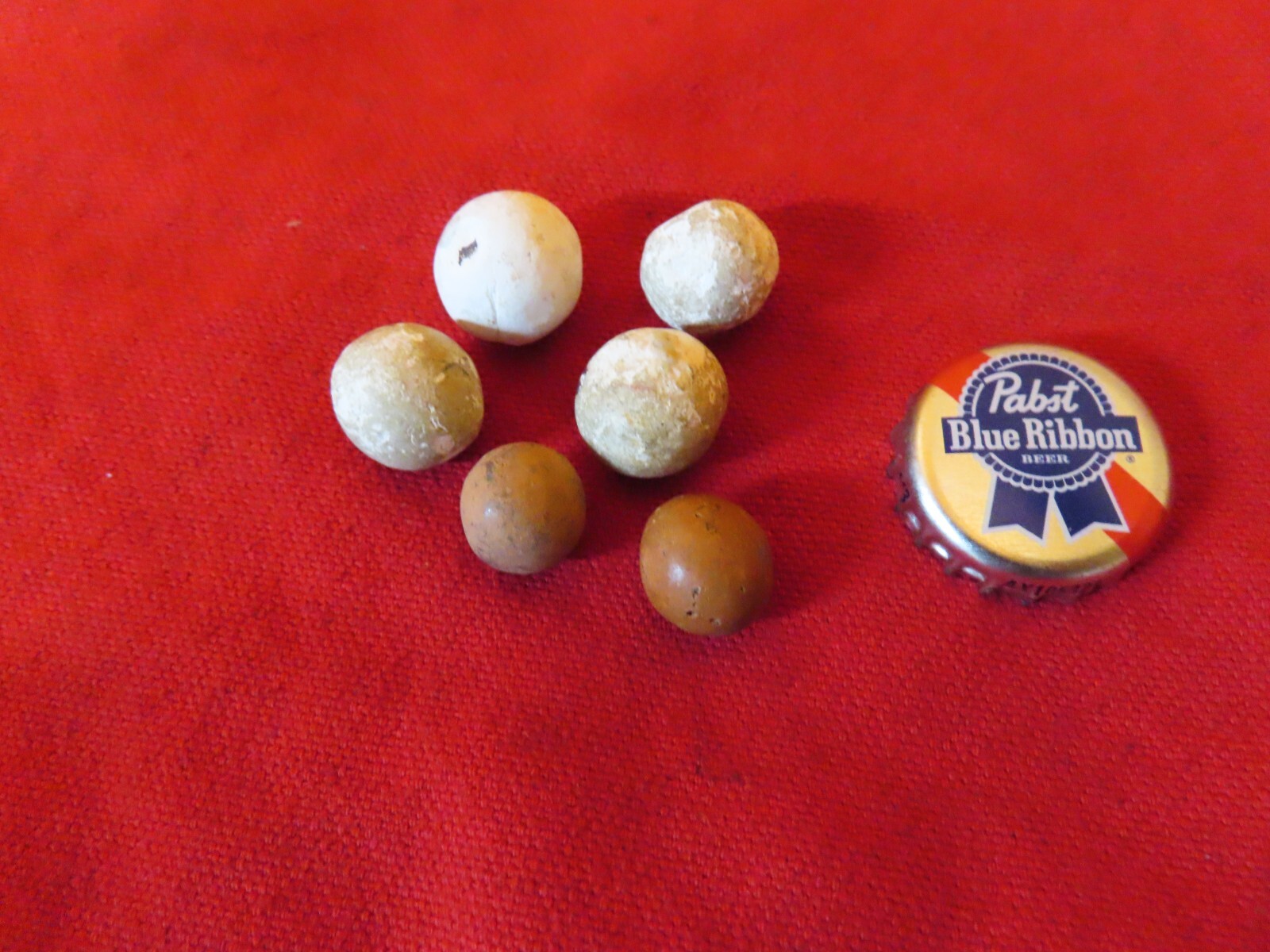 Antique Clay Marbles,(6)pcs,Mixed sizes,USA,Original~GD+🤠🤠CM2.10.25R
