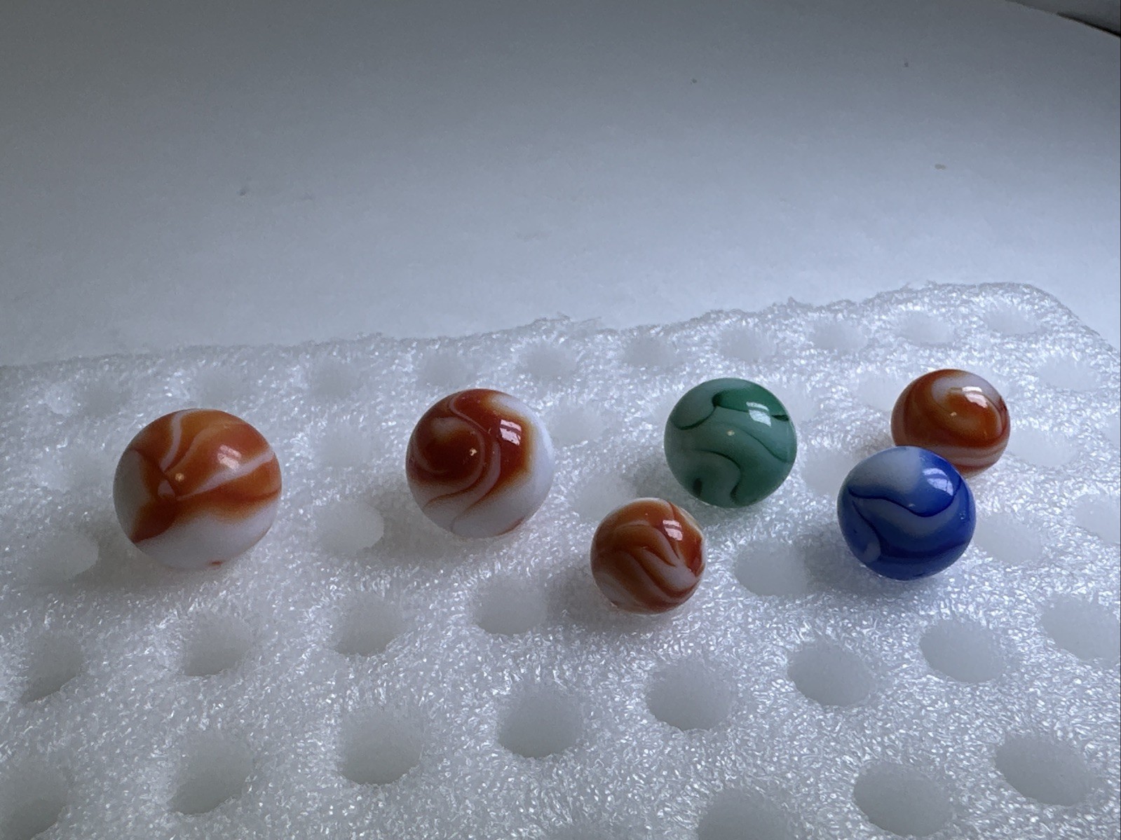 350 Lot Of 6 Vintage Alley Agate Swirl Marbles! .535-.735”