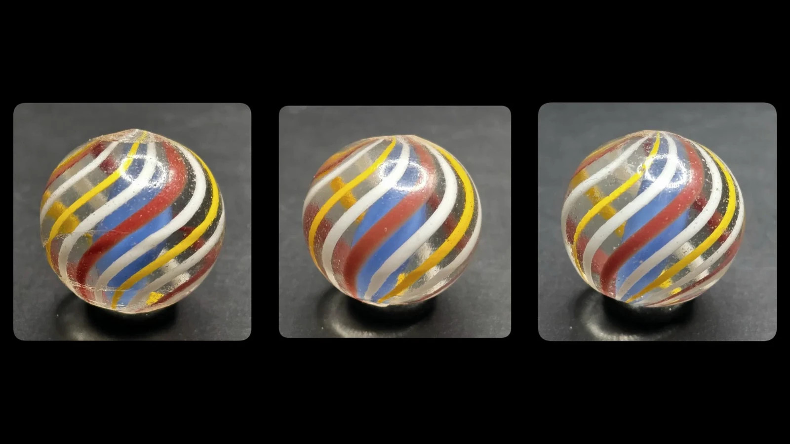 ~Mic’sMibs~ 43/64″ – 21/32″ 3 Same Cane Caged Blue Solid Core Swirls MINT