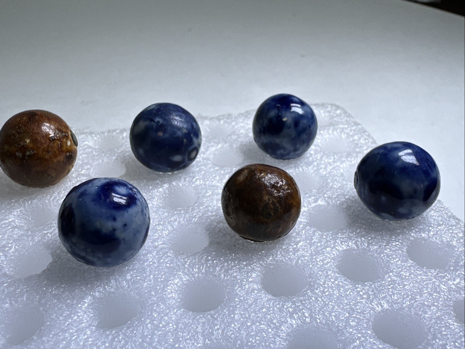 343 Lot Of 10 Vintage Handmade Clay Bennington Marbles! .713-.783”