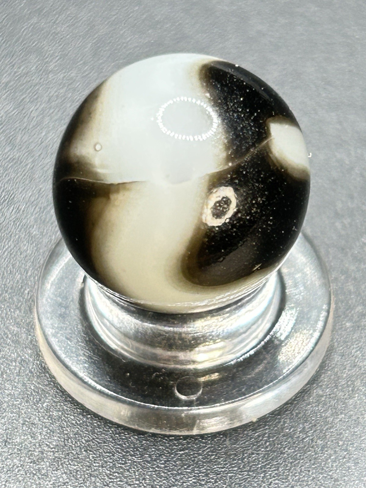 Peltier Zebra Marble w/ Aventurine Vintage Marbles 0.591”
