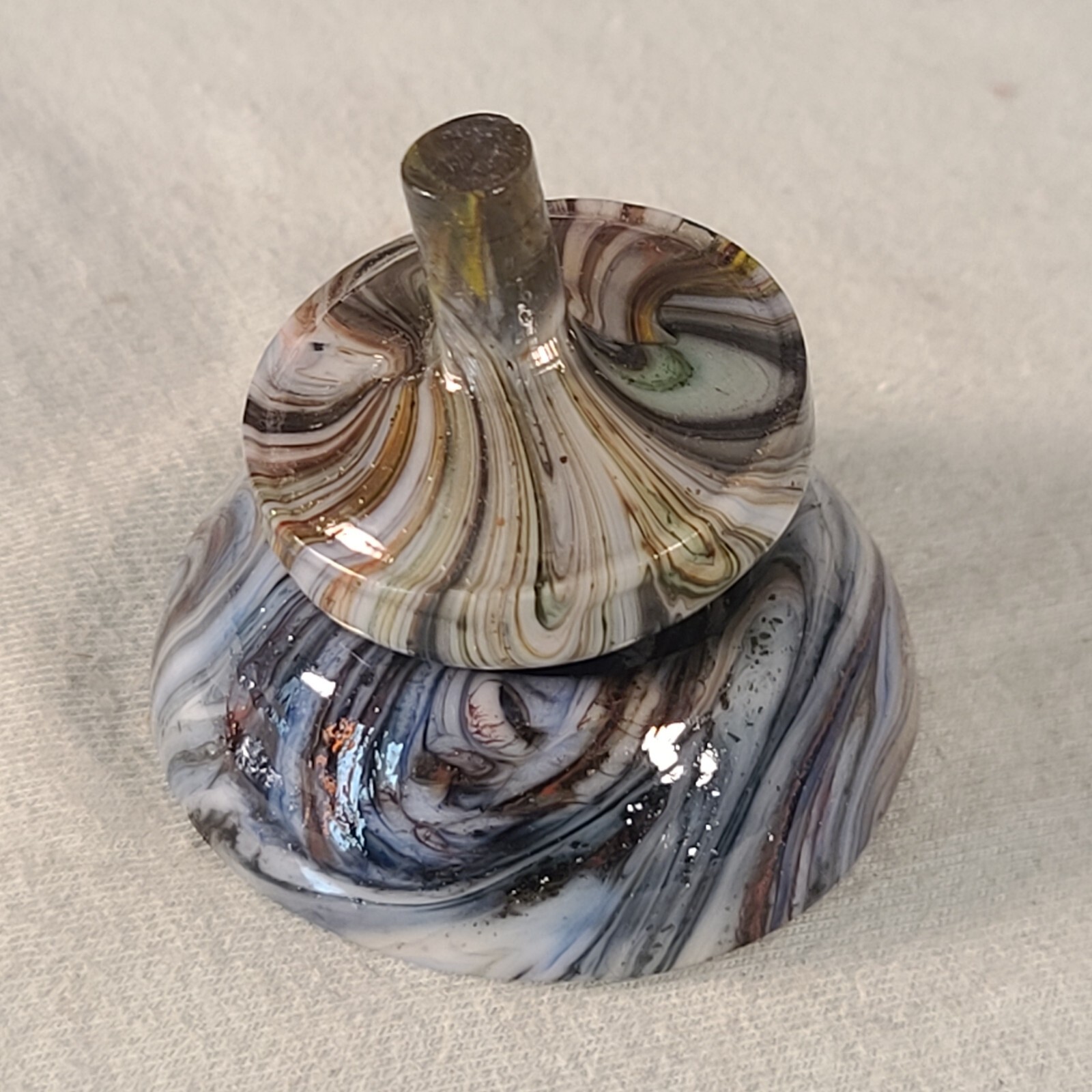 ANDY DAVIS, Glass Art Spinning Top & Base, Jabo Joker Run (?), #360E