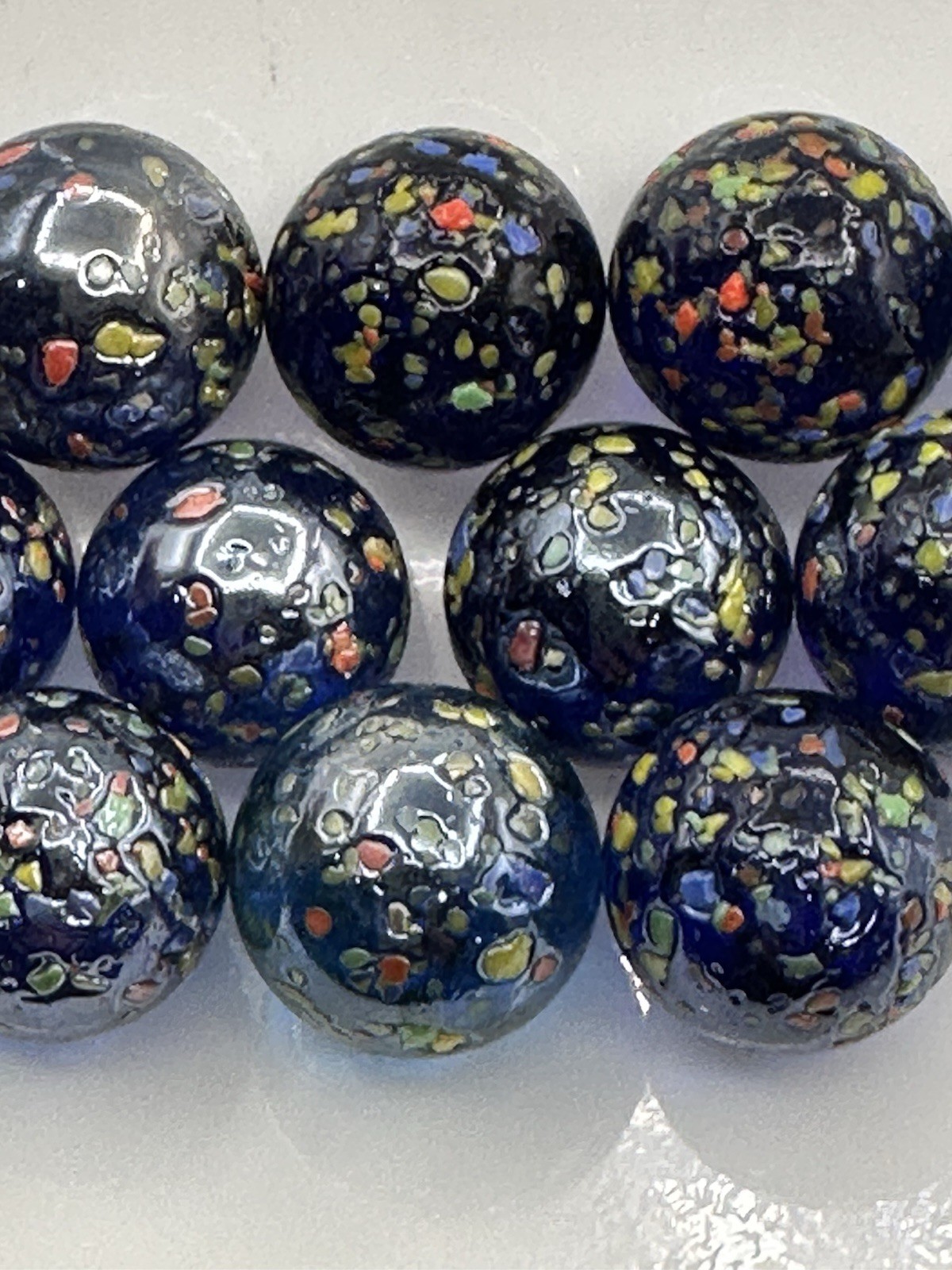 Cobalt Blue Iridescent Marble Lot 7 Medium 5 Large And 19 Small Confetti