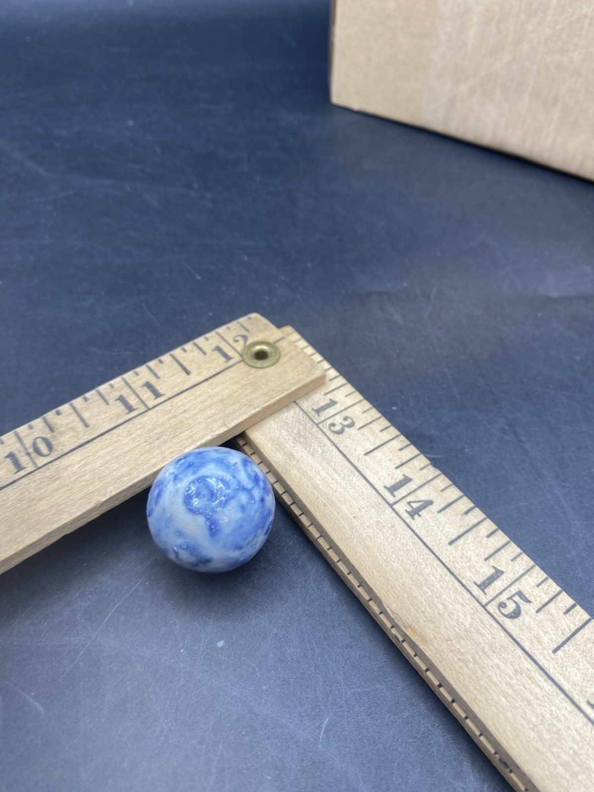 Vintage Large Clay Marble Textured Blue Variation And White 1#