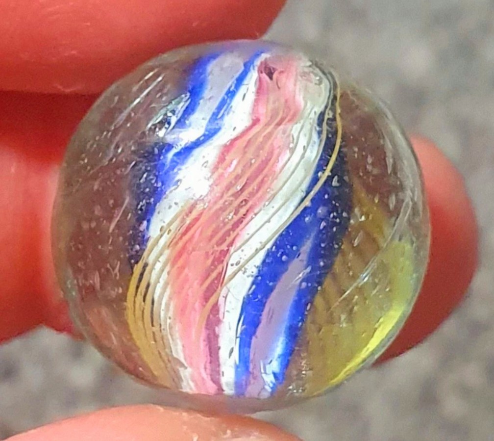 25/32″- Gorgeous Shooter Peppermint Double Ribbon German Handmade Marbles MINT