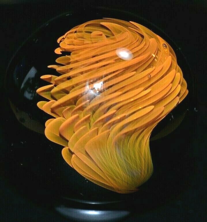 THORGERSON GLASS MARBLE/1.490″-ABSTRACT THINKING-AMBER,RUST, & APRICOT COLORS