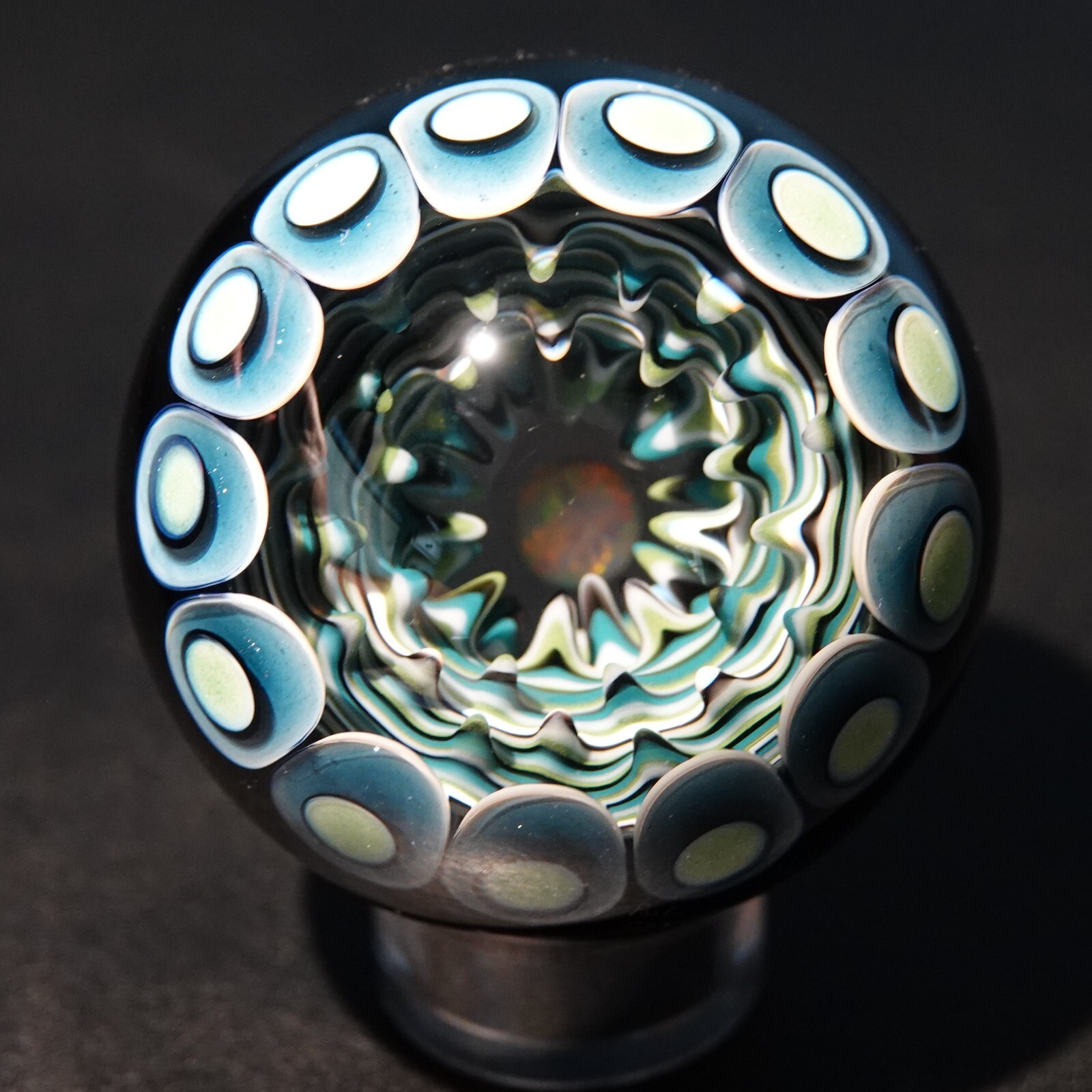 Paul Katherman Contemporary Art Glass Opal Eater Cave 2.1″ Dotstack Marble WOW!