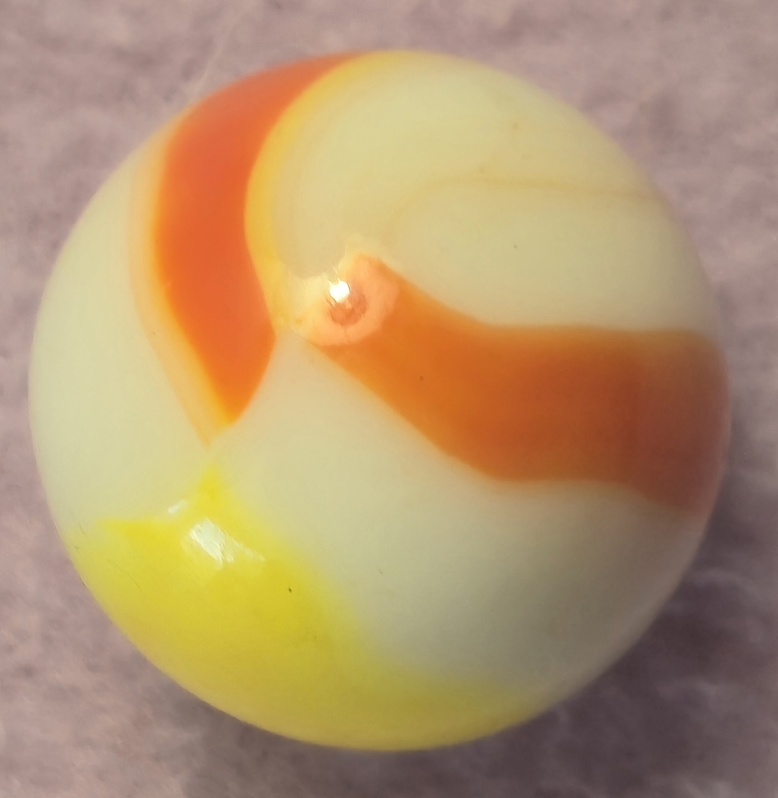 VTG Alley Agate .97″ Orange Yellow Classic Swirl Shooter Marble Mint Condition