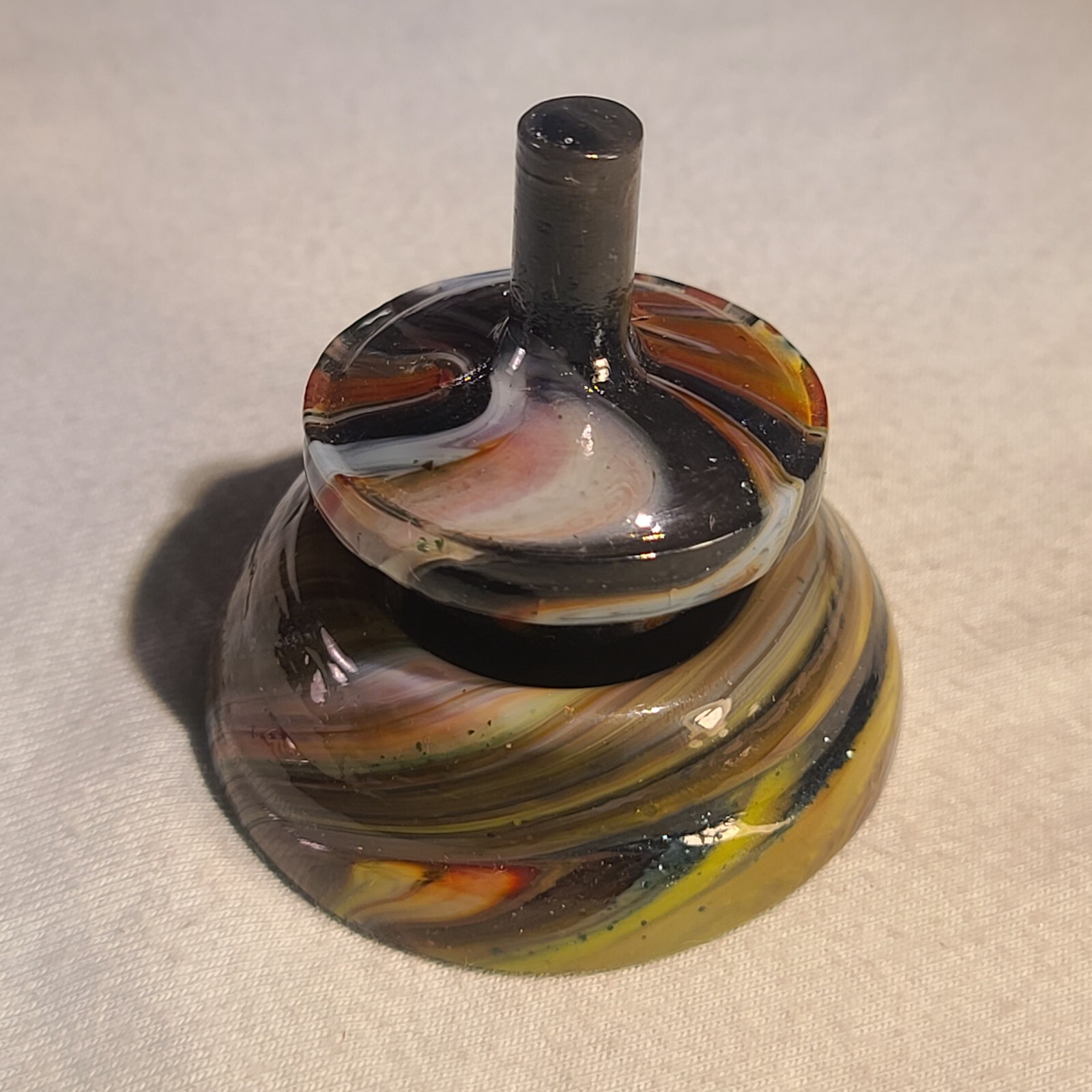 ANDY DAVIS, Glass Art Spinning Top & Base, Tribute to Friendship Run (?), #325H