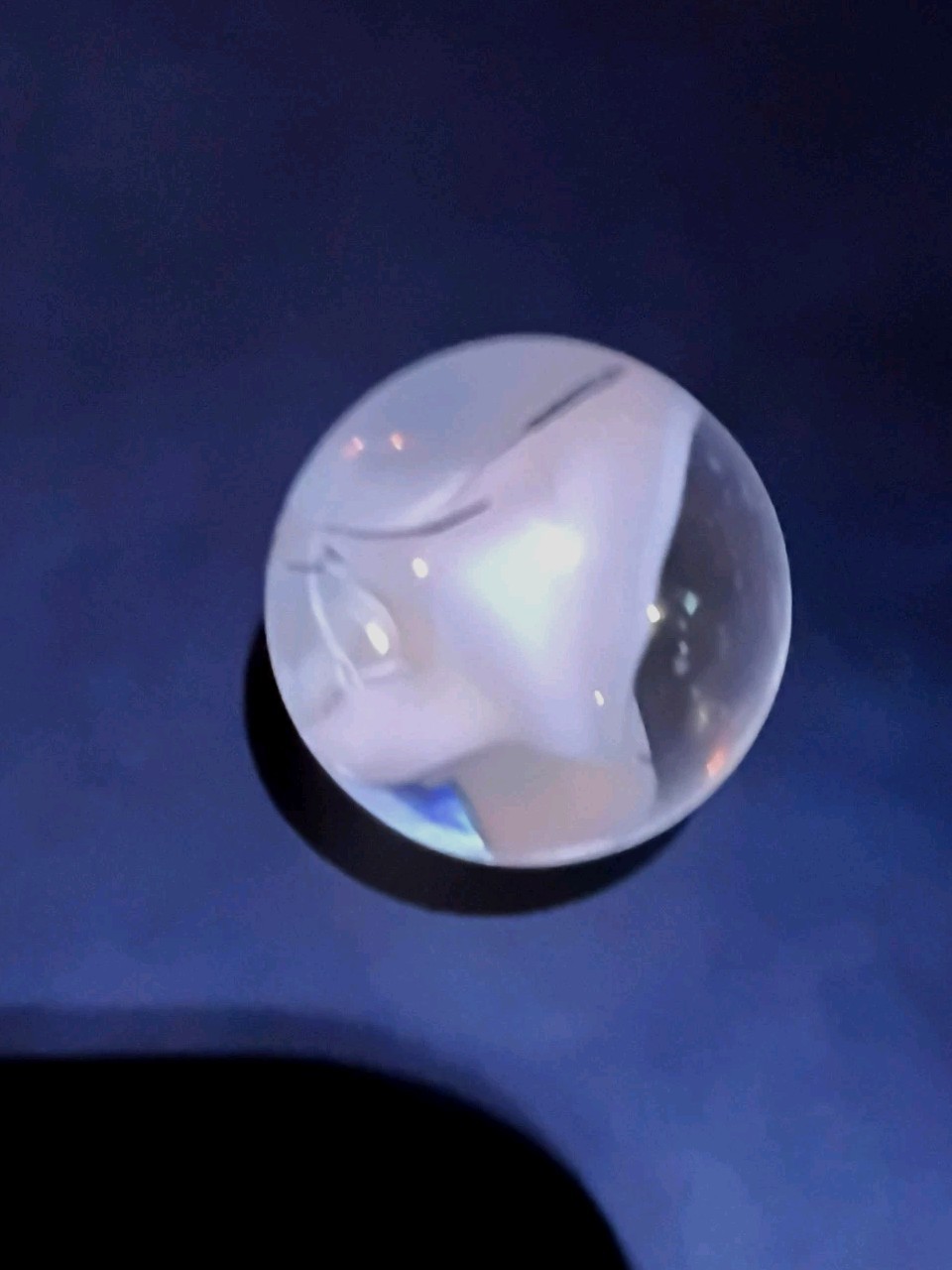 Wet Mint C.E. Bogard 4-Vane White Cat’s Eye Marble .63″ Selenium UV Pink Glow