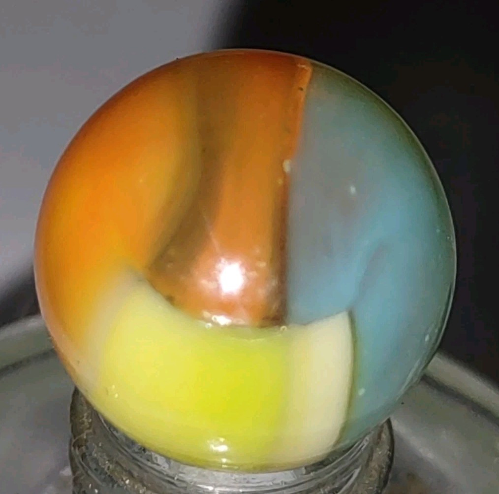 W41 – Vintage Vitro Tri-Lite Tigers Eye Marble – 🇺🇲🇺🇲U.S.A.🇺🇲🇺🇲 .61″
