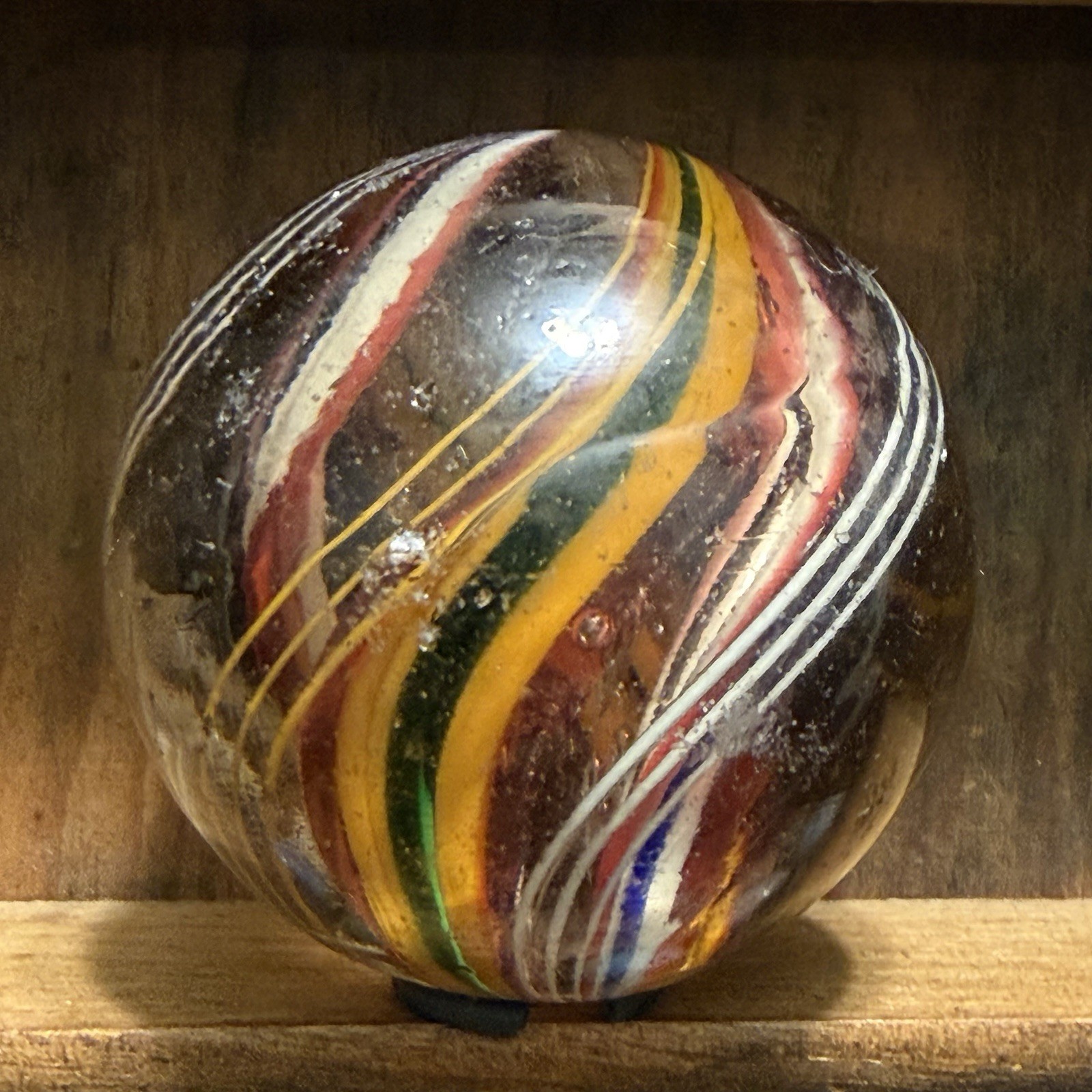 Large Antique German Handmade Divided Core Marble 1-25/32” Near Mint | 323