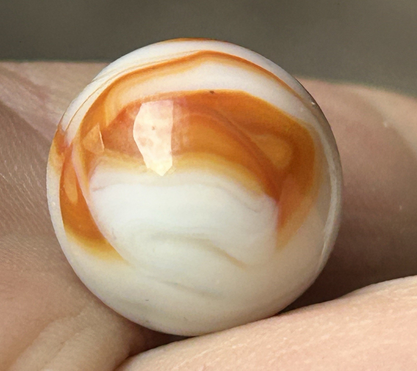 Vintage Alley Agate Or Heaton 0.64” Copper Ribbon Swirl Marble NM!