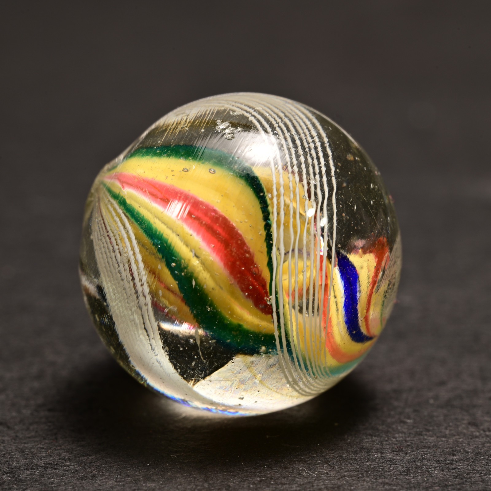 Double Ribbon Core German Handmade Antique Marble Jazzy Swirl 22.7mm 7/8”