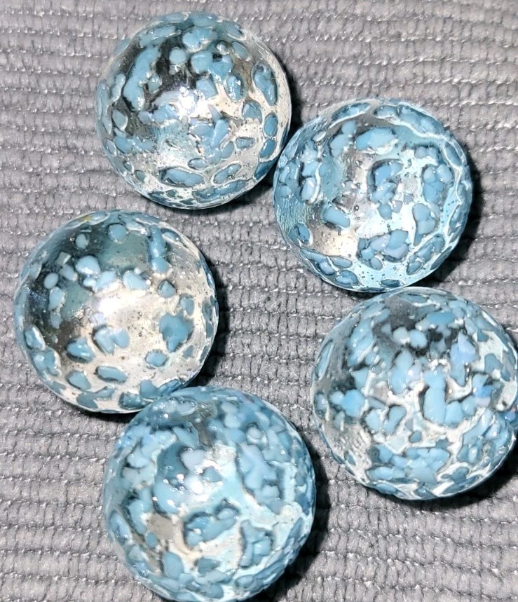 Lot Vacor Marble Princess lll Transparent Baby Blue Frit Speckle 5/8″ Marbles