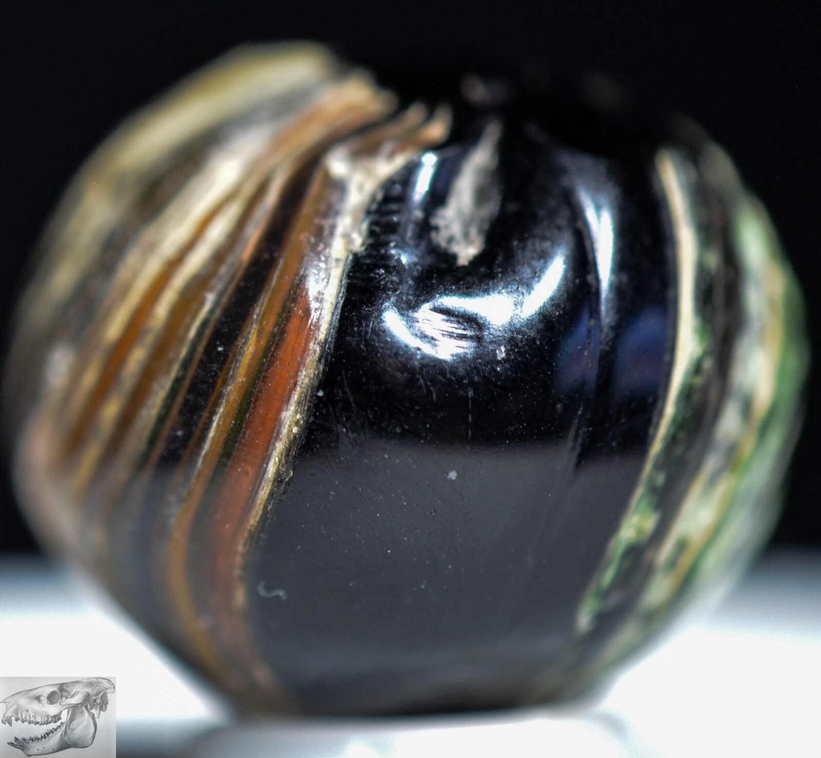 Handmade Indian Marble, Green & Yellow Teardrop 3/4 in Germany 1860-1920, S1123