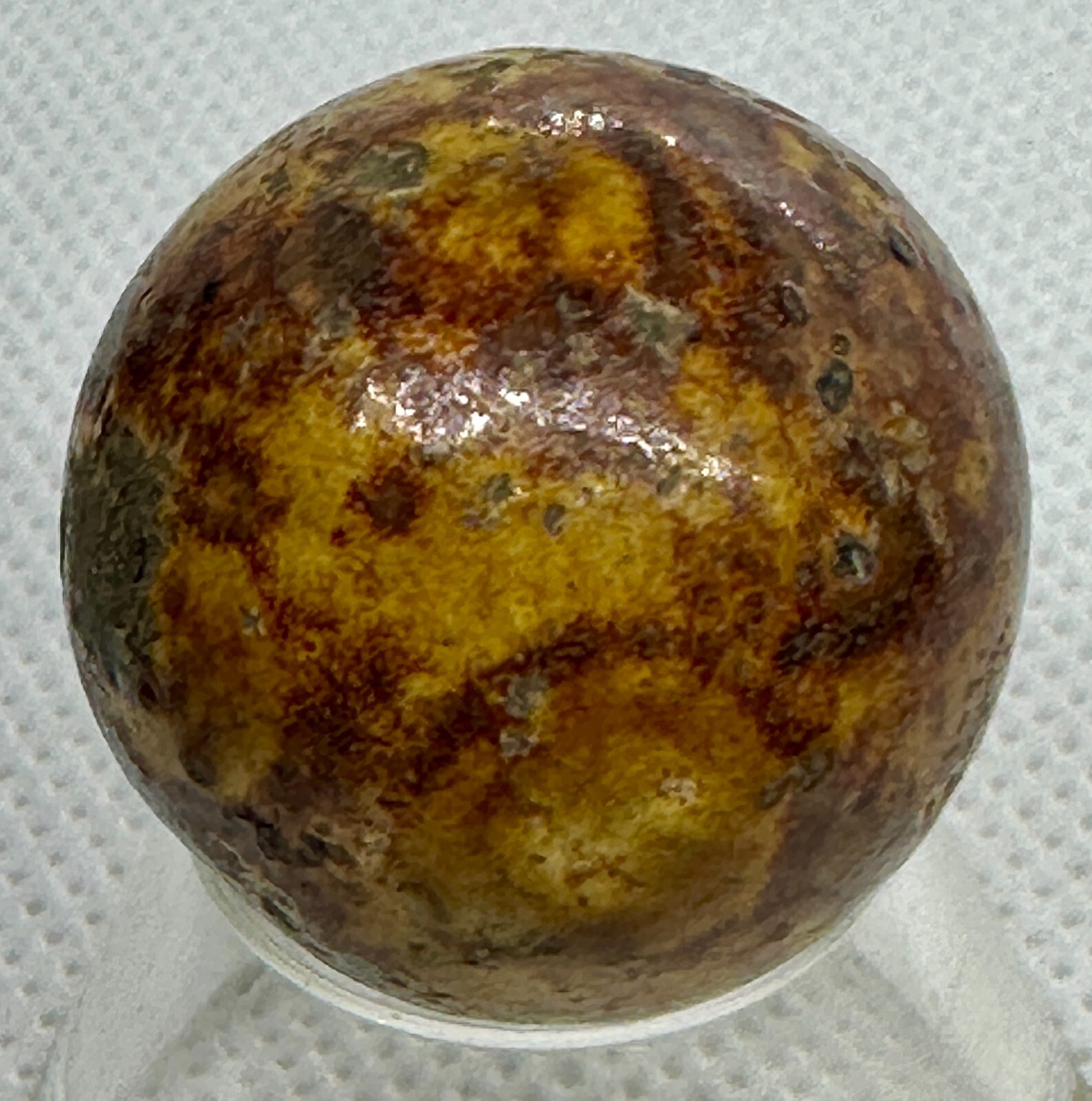 .99″ BENNINGTON MARBLE ANTIQUE BROWN 1800’s HANDMADE GLAZED CLAY 1 only