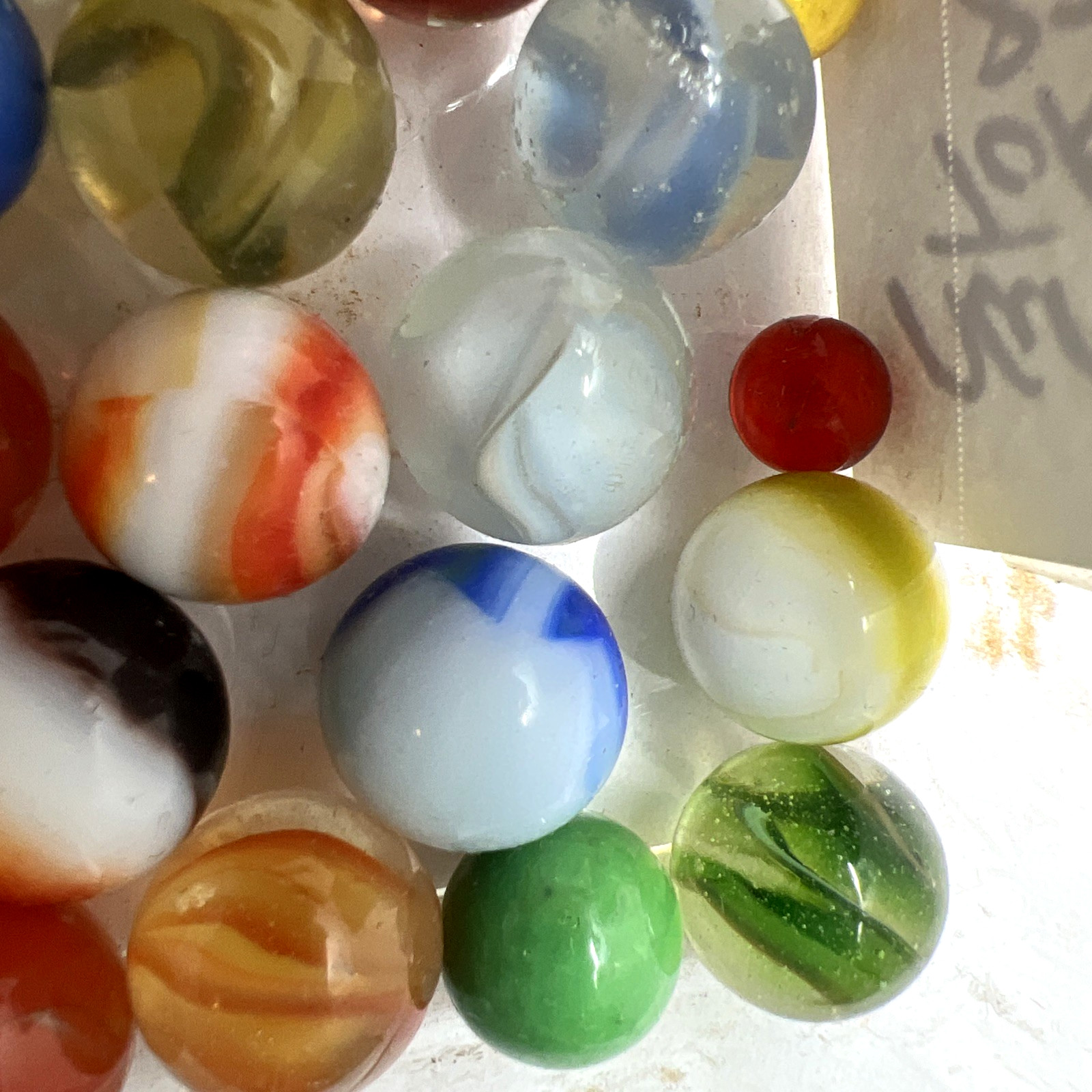 Estate Item Antique Vintage Lot Of 52 Clear/Swirl Glass Marbles