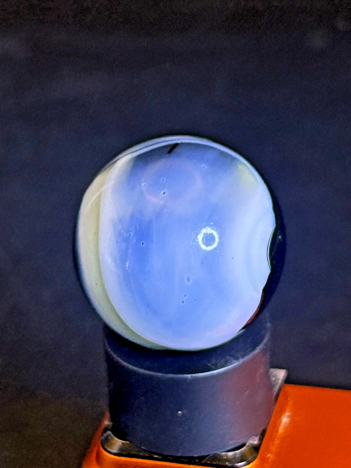 Vitro Agate “Tri-Lite” Shooter UV & Light-Reactive Green Base .89″ Mint, SH23