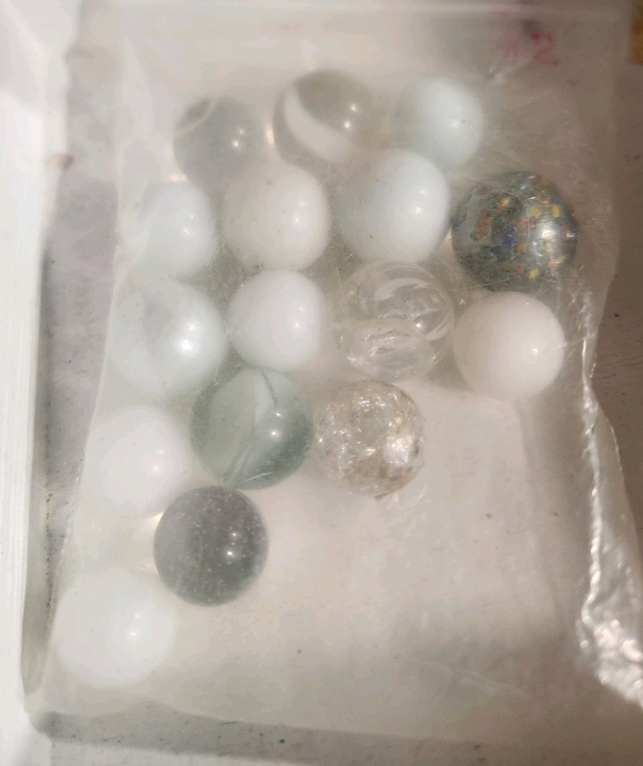 White Clear Mixed Machine Made Glass Toy Marbles Lot for Ages 8 & Up