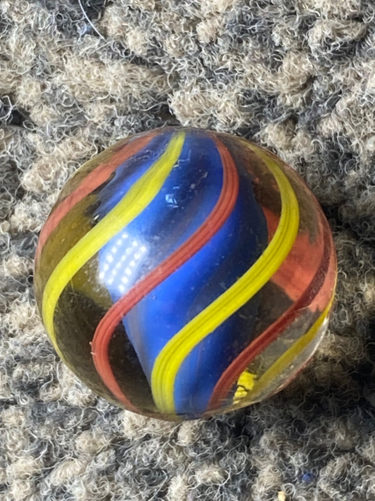 Antique German Marble HTF 8 band blue/red solid core 17mm 0.69 wet mint