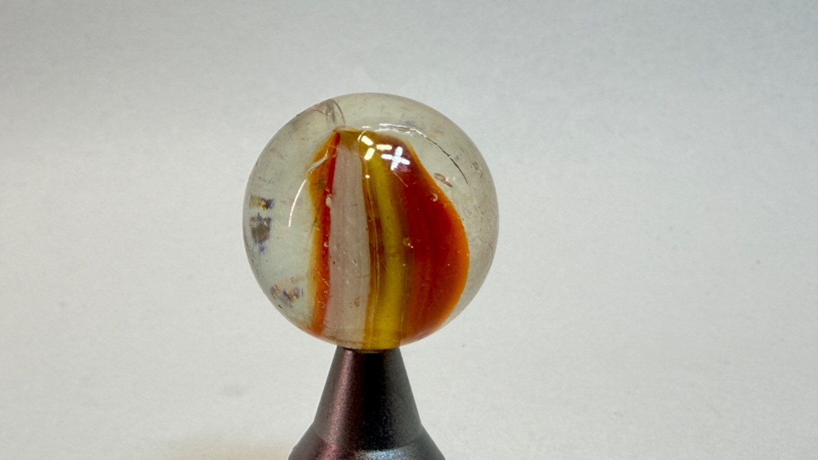1950-60′ Big Vintage European Sparkler Glass Marble Cat’s Eye Naked Spring 1”
